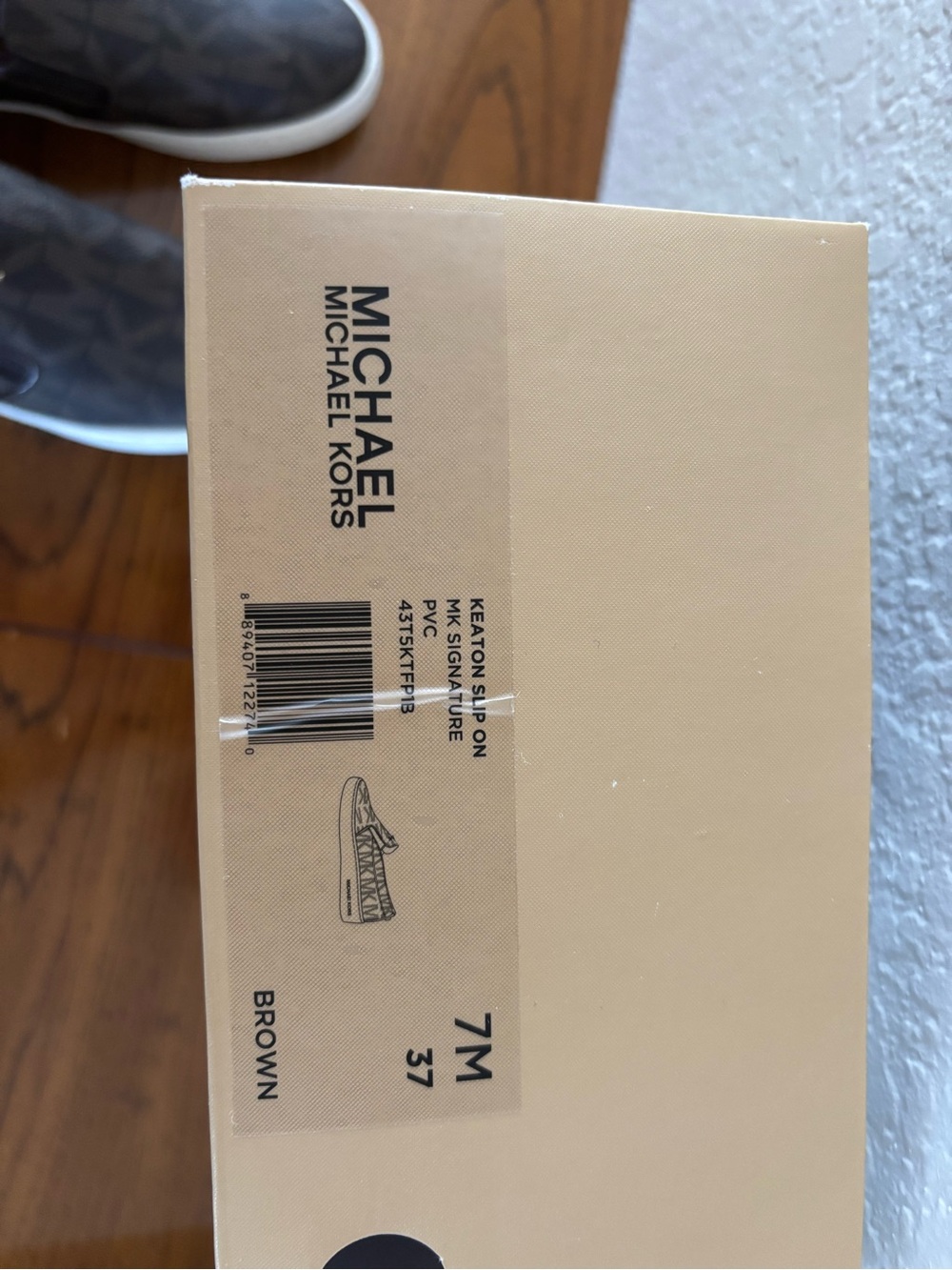 MICHAEL Michael Kors Brown MK Logo Slip-On Sneakers with Gold Accents - Picture 4 of 4
